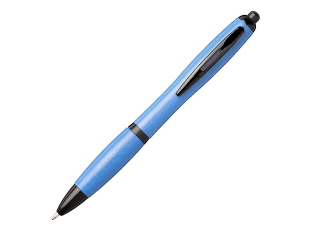 Шариковая ручка Nash из пшеничной соломы с черным наконечником, ярко-синий