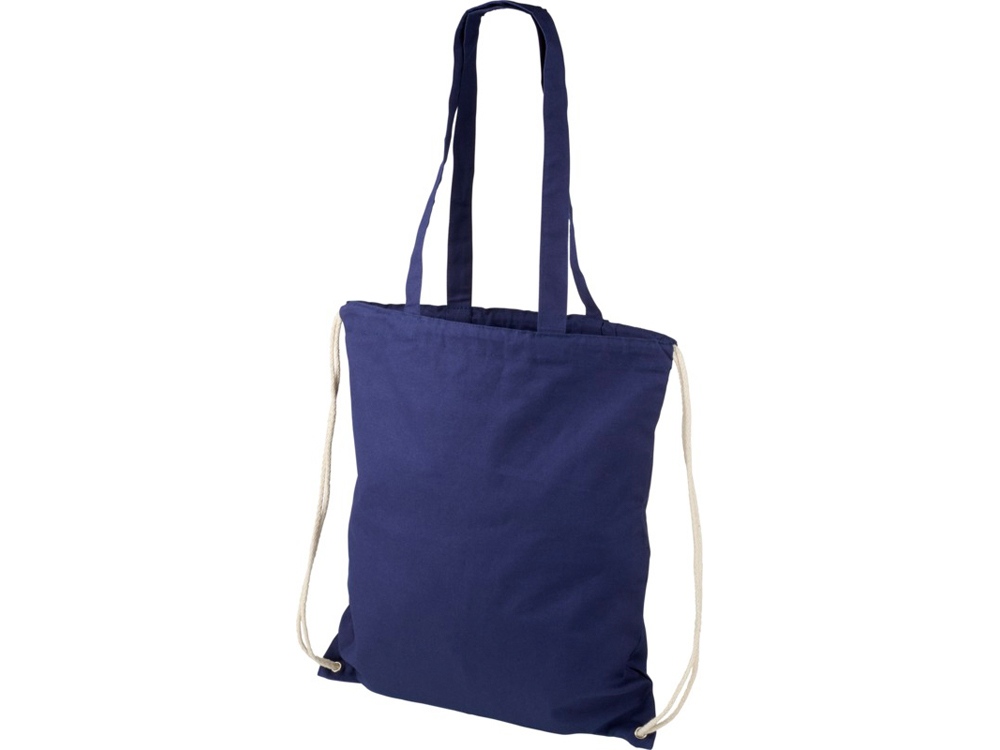 Рюкзак со шнурком Eliza из хлопчатобумажной ткани плотностью 240 г/м², темно-синий