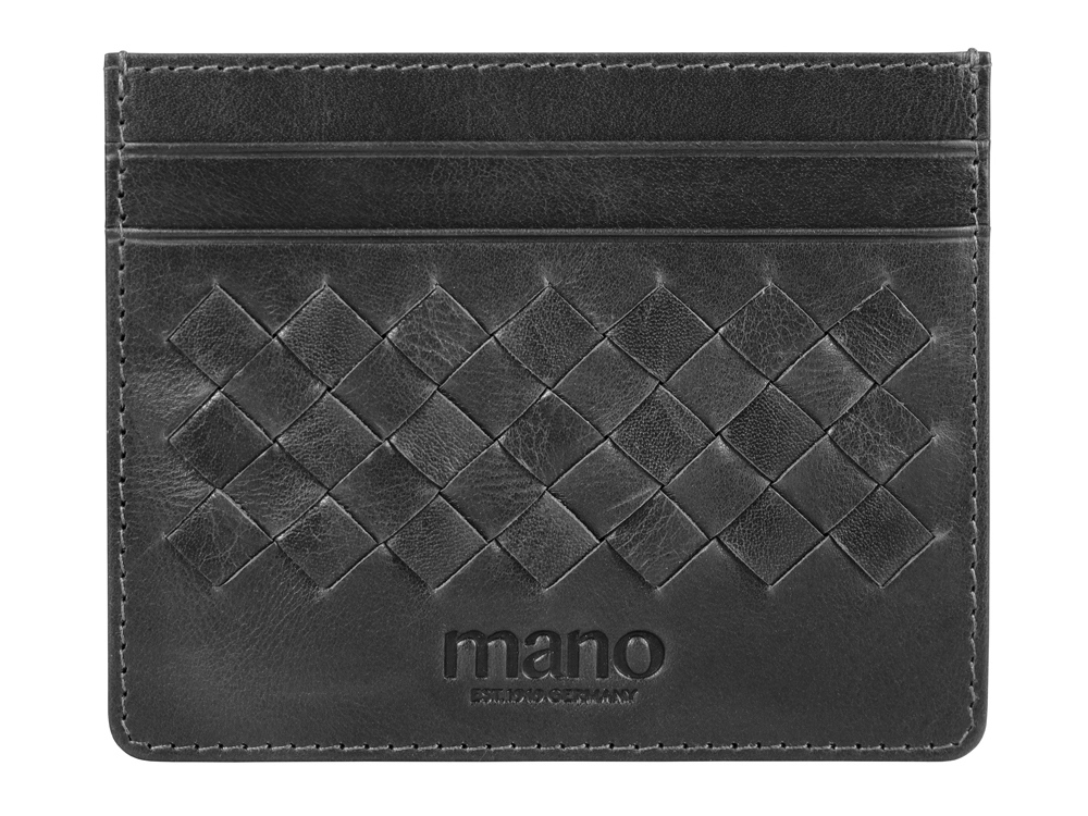 Портмоне для кредитных карт Mano "Don Luca", натуральная кожа в черном цвете, 10,3 х 8,3 см