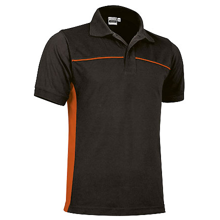 Спортивная рубашка поло THUNDER (черная), Оранжевый OO, M