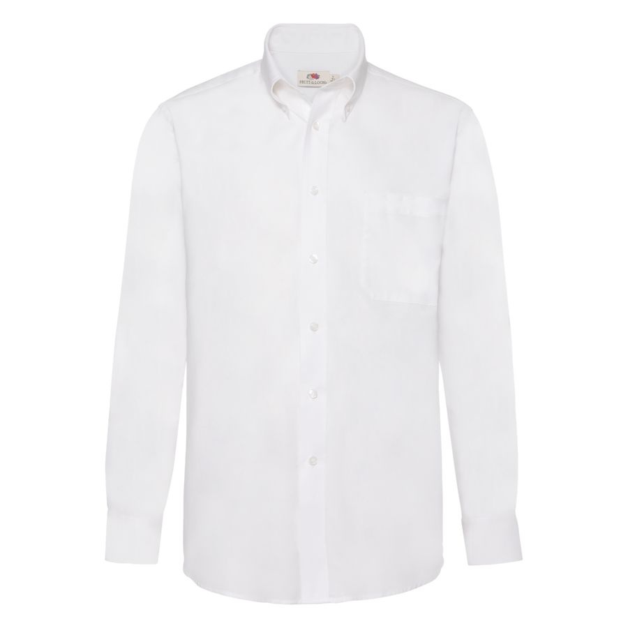 Рубашка "Long Sleeve Oxford Shirt", белый_S, 70% х/б, 30% п/э, 130 г/м2