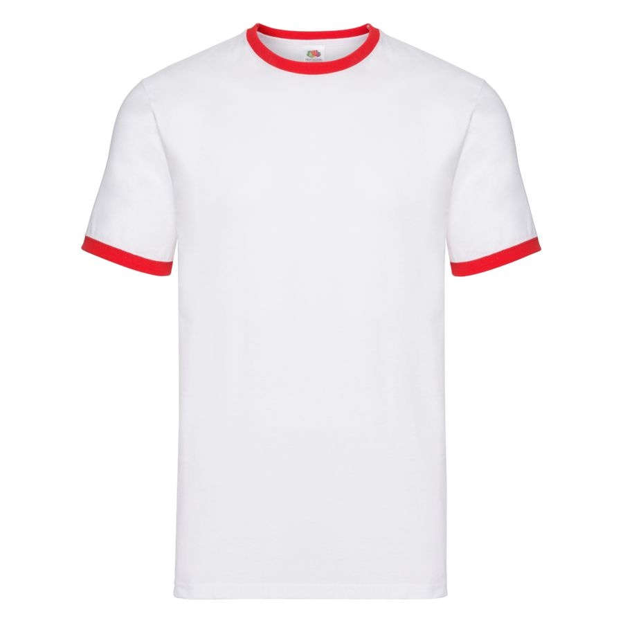 Футболка "Ringer T", белый с красным_S, 100% х/б, 160 г/м2