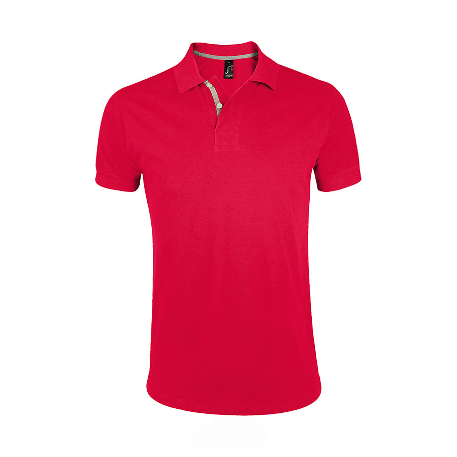 Рубашка поло мужская "Portland Men" красный, серый_L, 100% х/б, 200г/м2