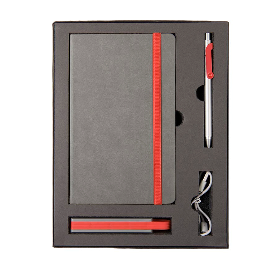 Набор  FANCY:Универсальный аккумулятор(2200мАh), блокнот и ручка в подарочной коробке,красны, шт
