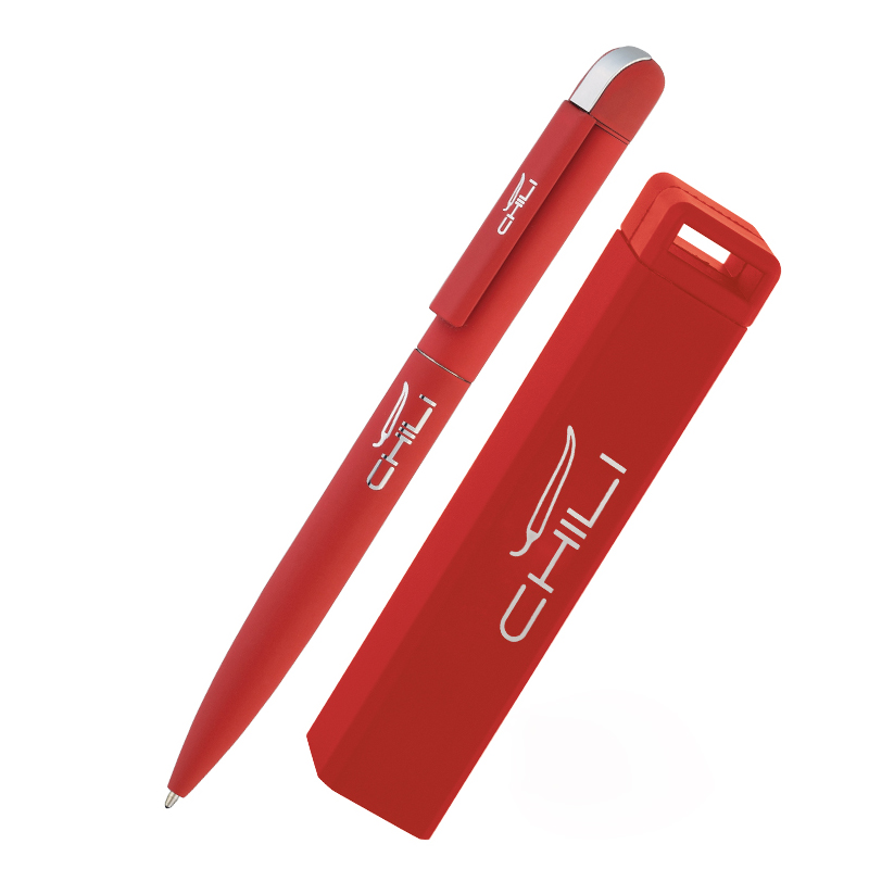 Набор ручка + зарядное устройство 2800 mAh в футляре покрытие soft touch