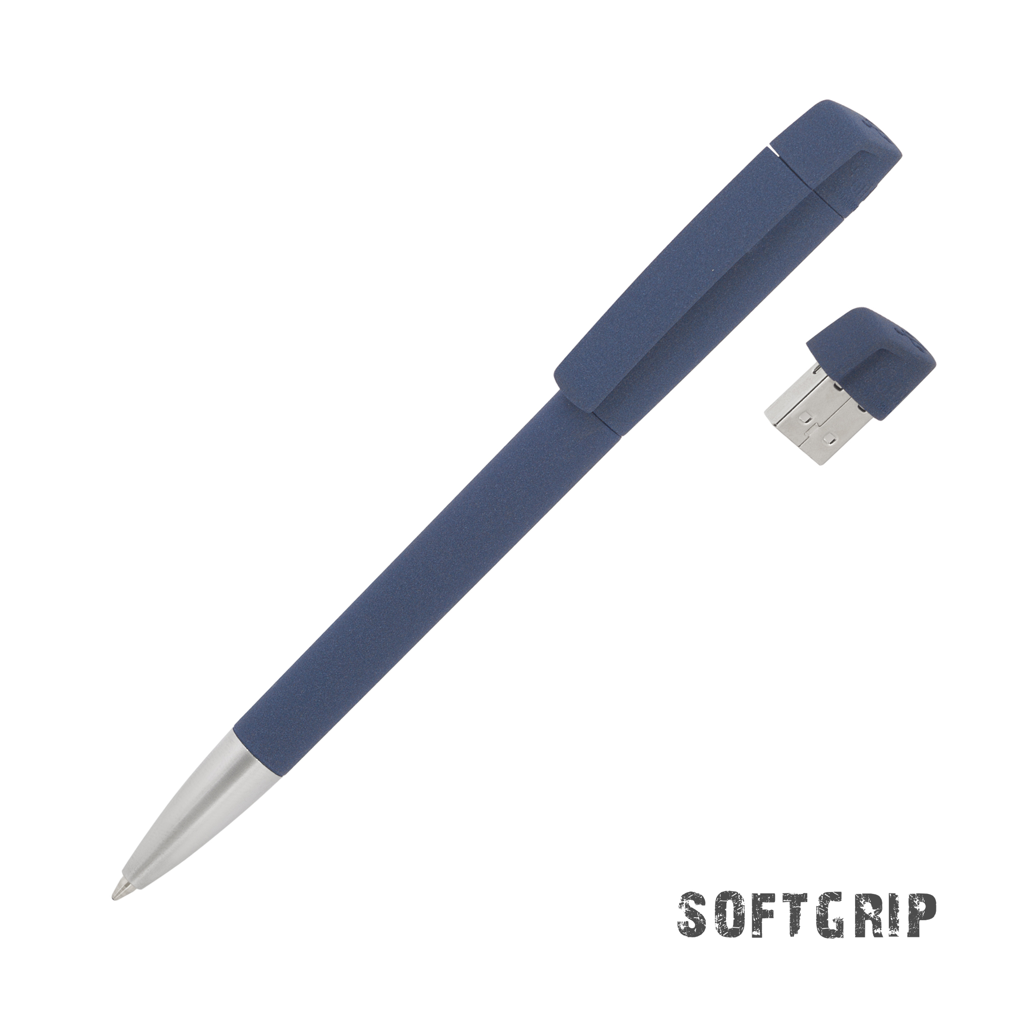 Ручка с флеш-картой USB 16GB «TURNUSsoftgrip M» темно-синий