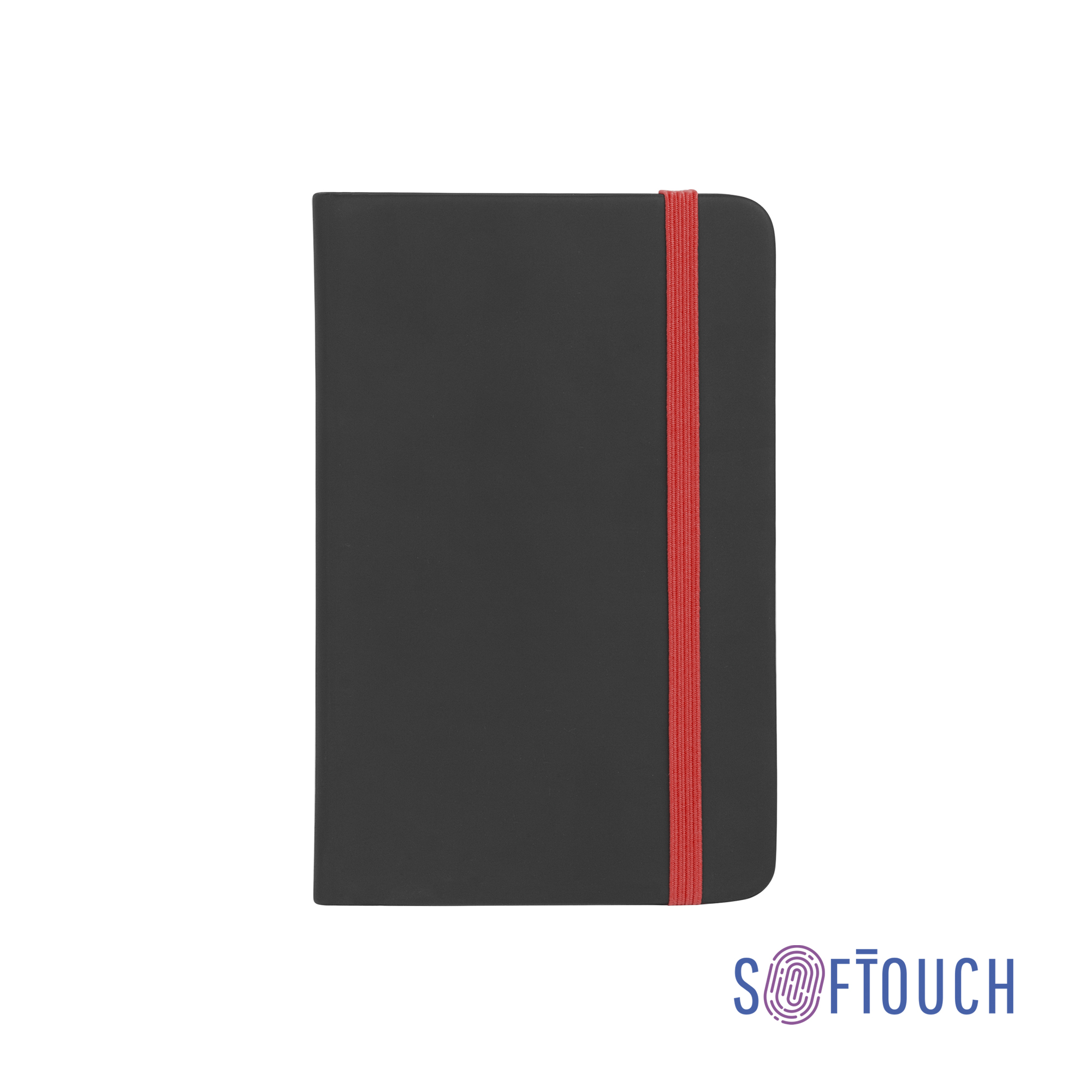 Блокнот "Бергамо", покрытие soft touch, формат А6, черный/оранжевый# черный с красным
