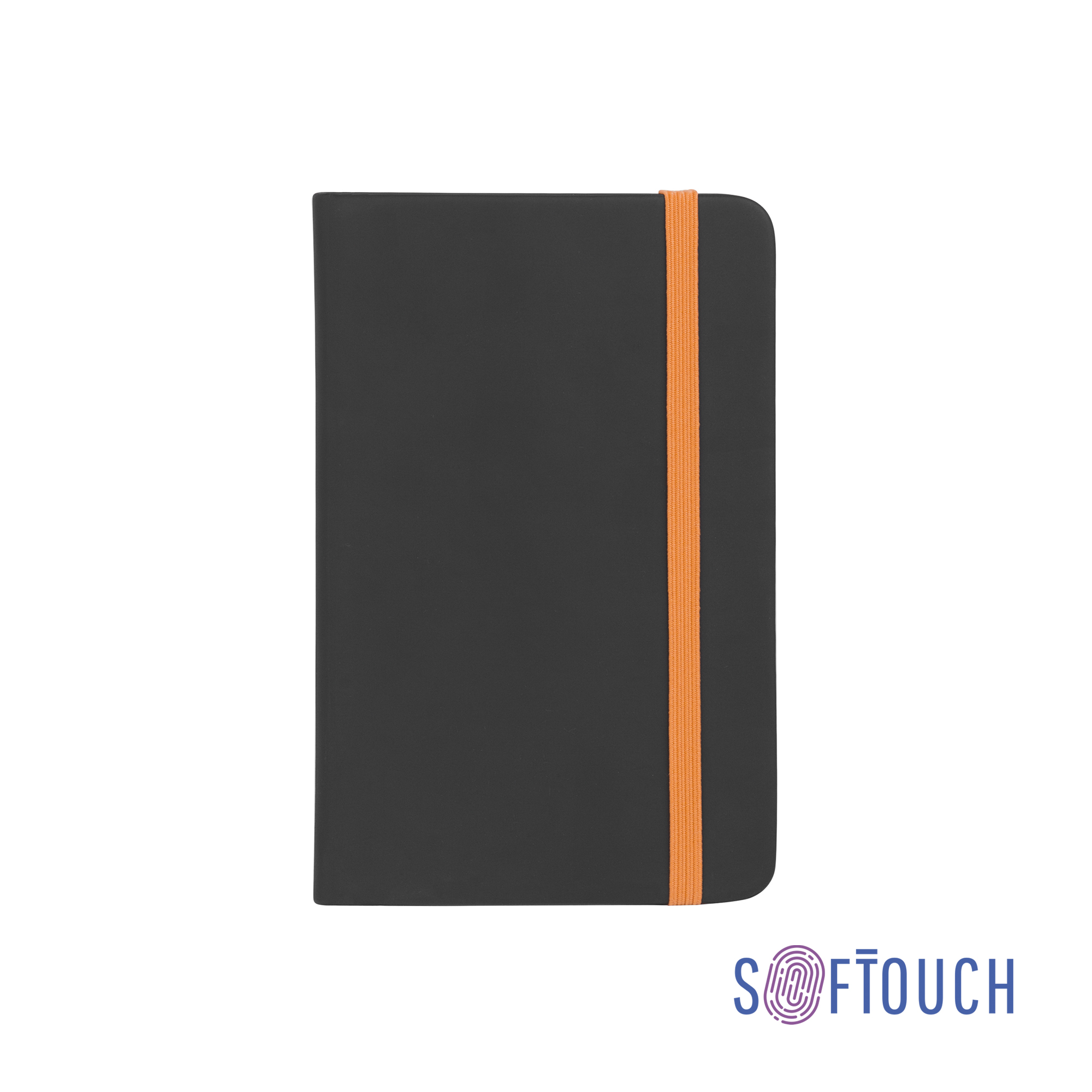 Блокнот "Бергамо", покрытие soft touch, формат А6, черный/оранжевый# черный с оранжевым