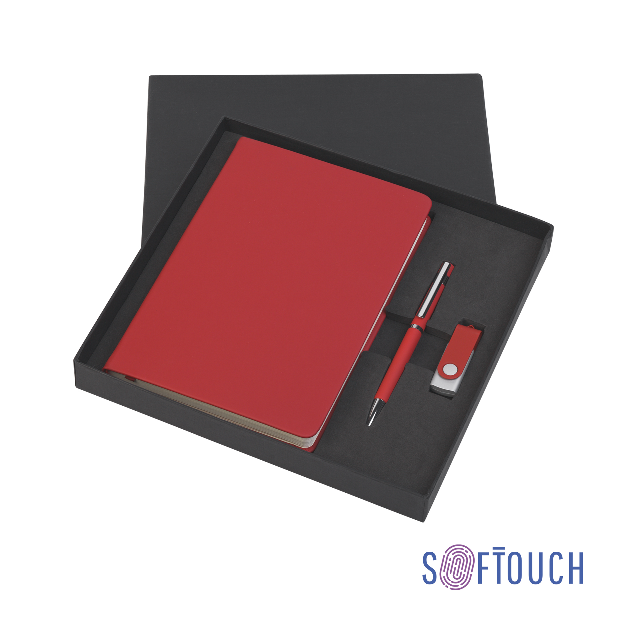 Подарочный набор "Бари", покрытие soft touch красный