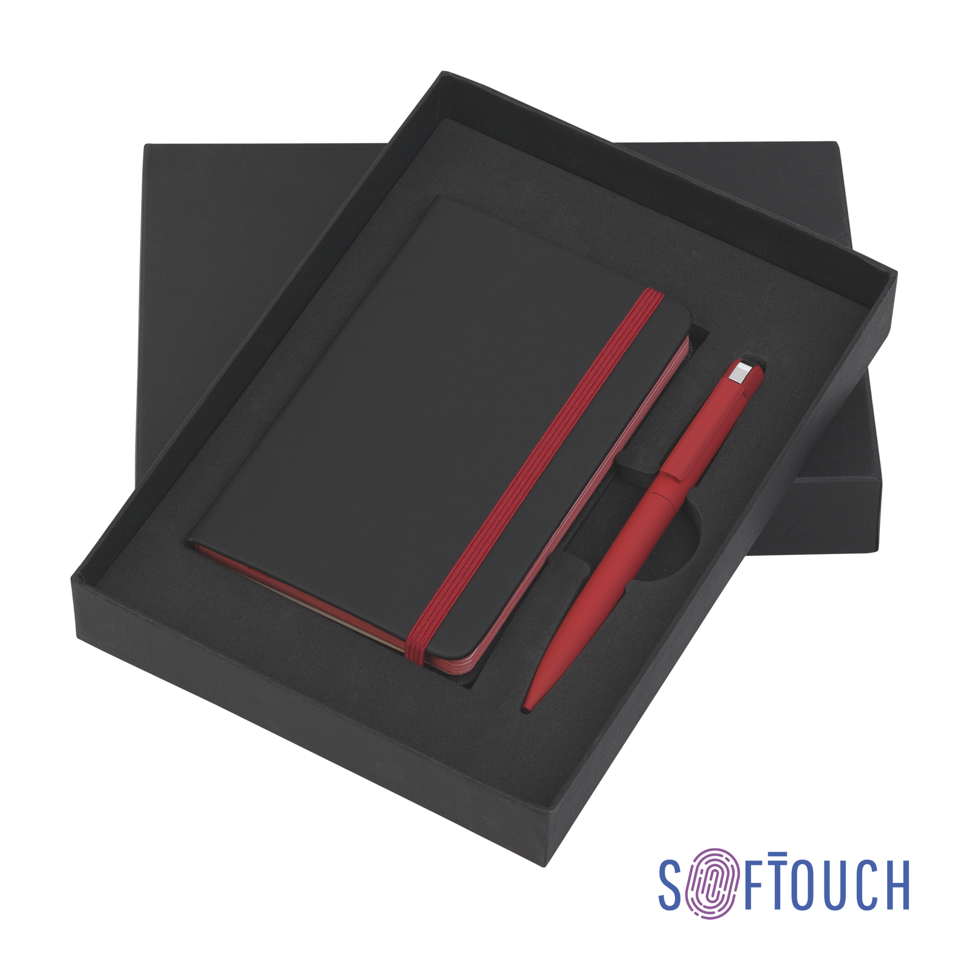 Набор подарочный "Сардиния", покрытие soft touch черный с красным