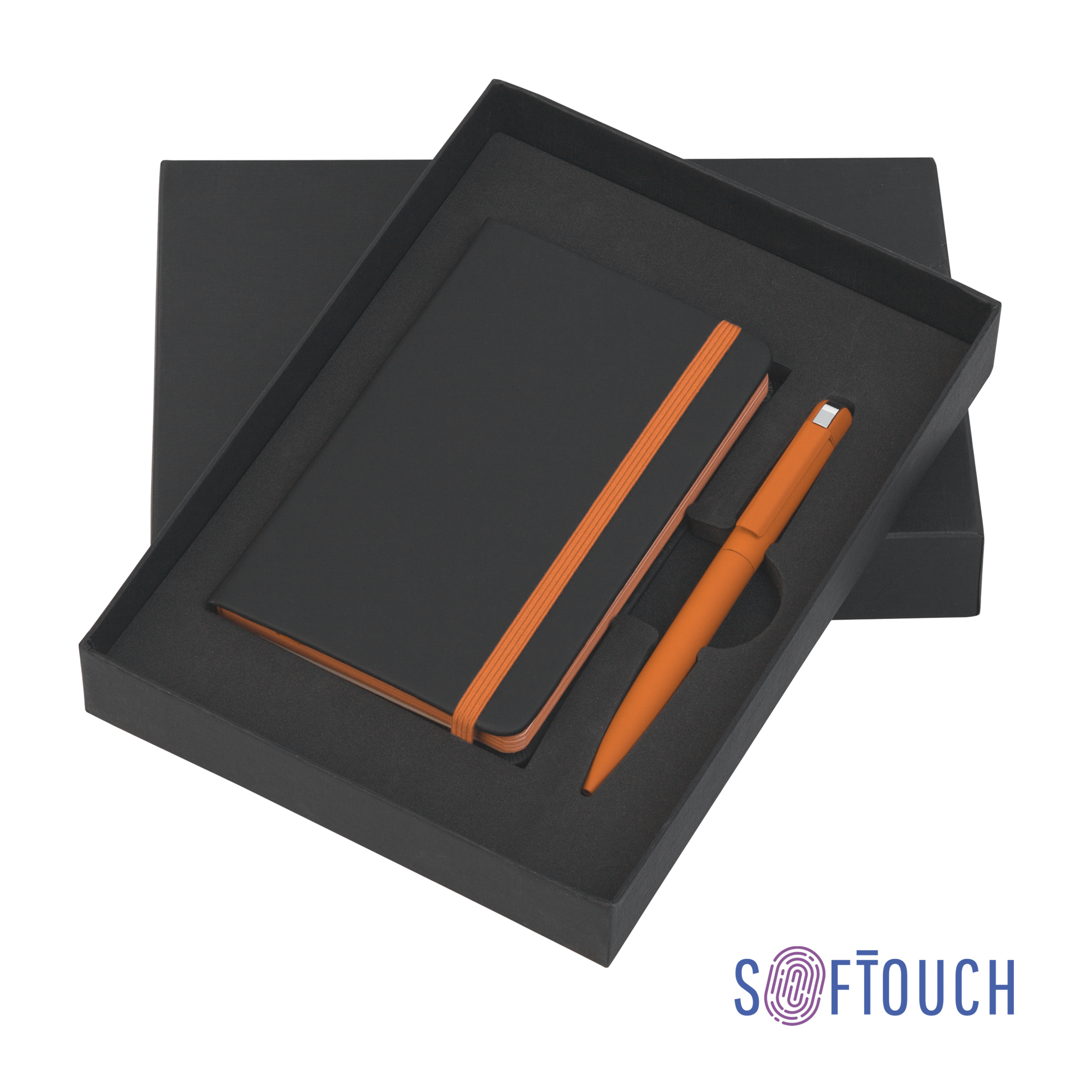 Набор подарочный "Сардиния", покрытие soft touch черный с оранжевым