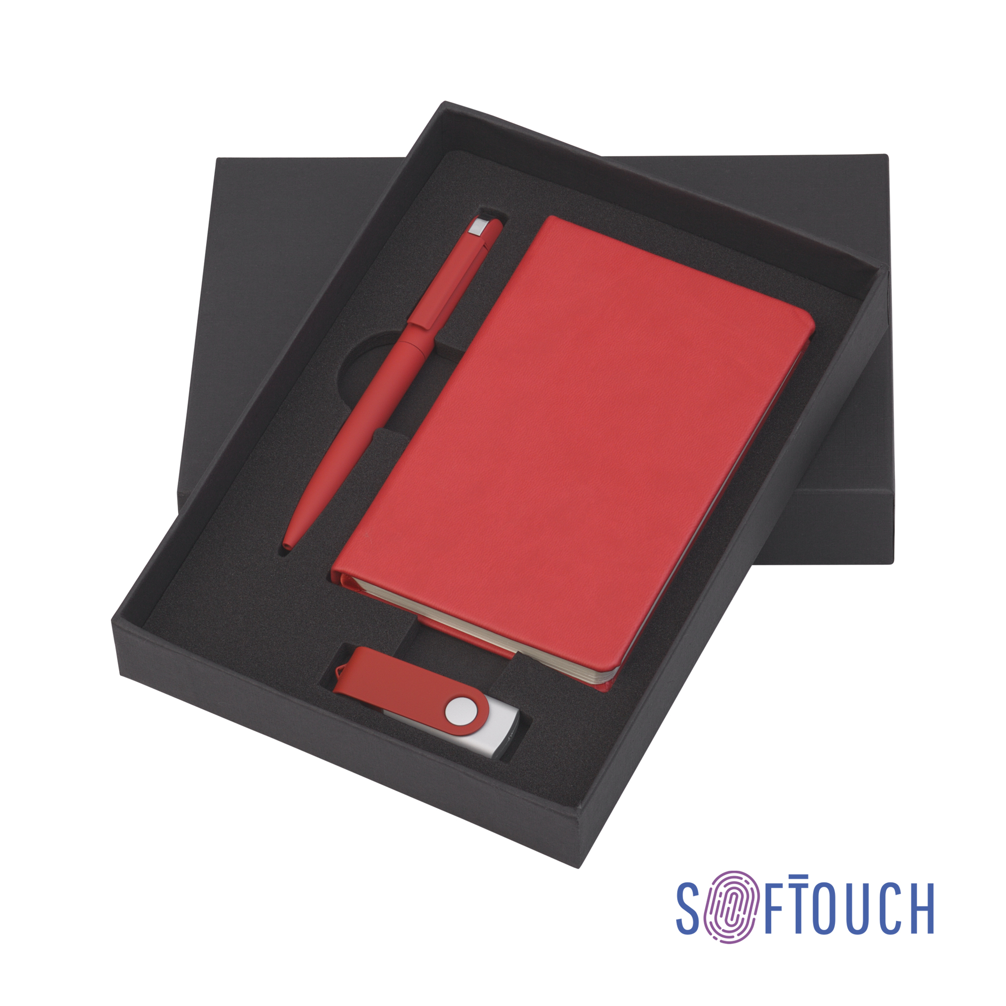 Подарочный набор "Сорренто" с блокнотом А6, покрытие soft touch красный