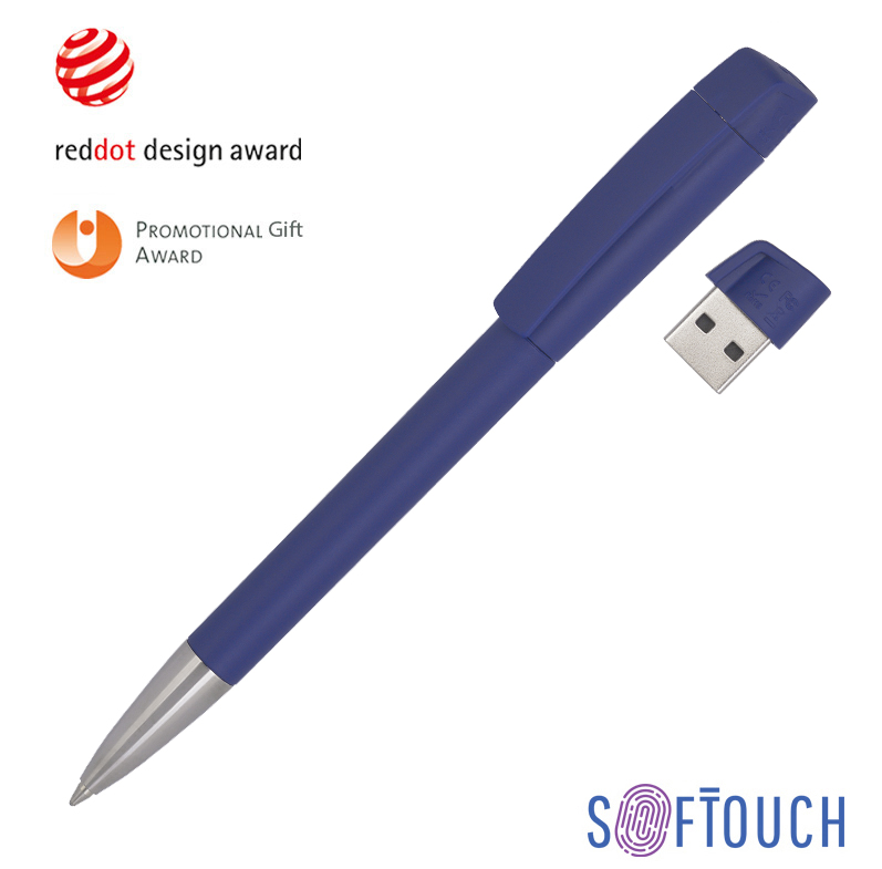 Ручка с флеш-картой USB 16GB «TURNUSsofttouch M» темно-синий