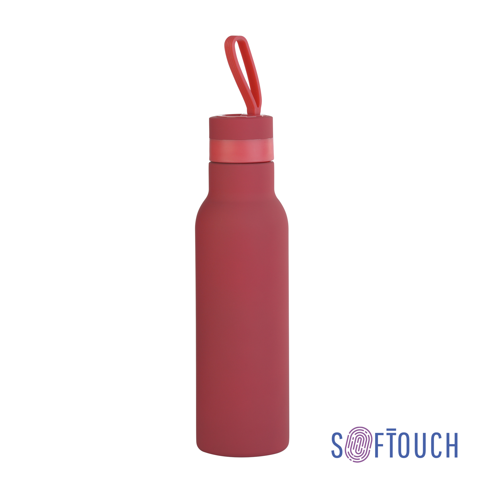 Бутылка для воды "Фитнес" 700 мл, покрытие soft touch красный