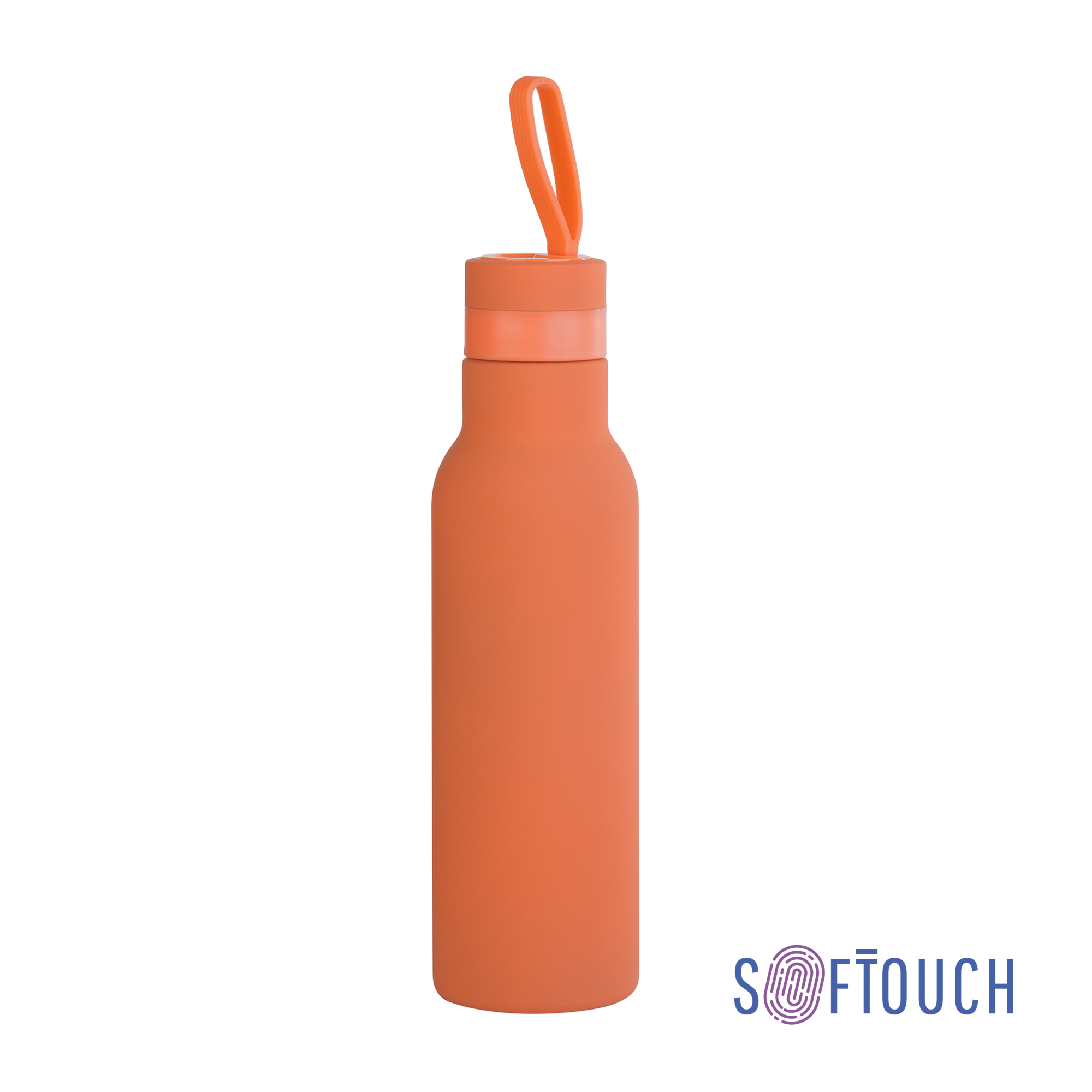 Бутылка для воды "Фитнес" 700 мл, покрытие soft touch оранжевый