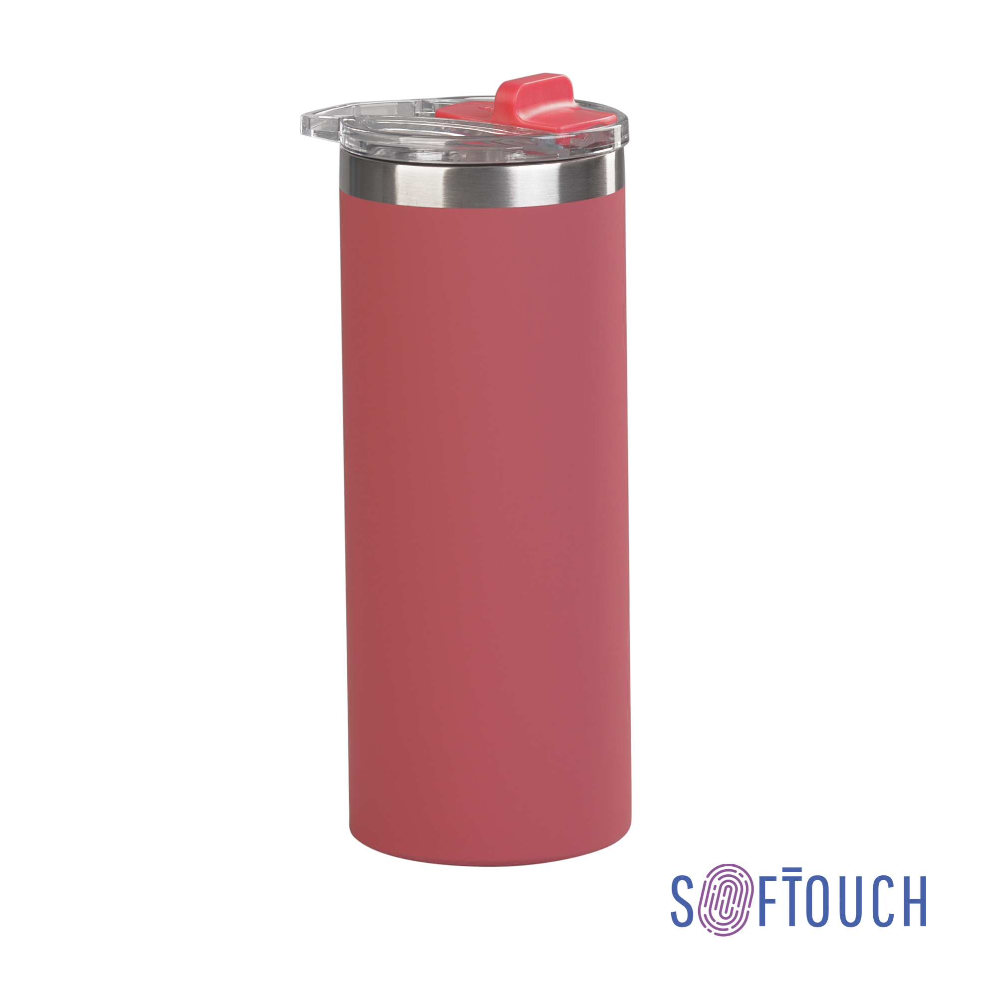 Термостакан "Хилтон" 480 мл, покрытие soft touch красный