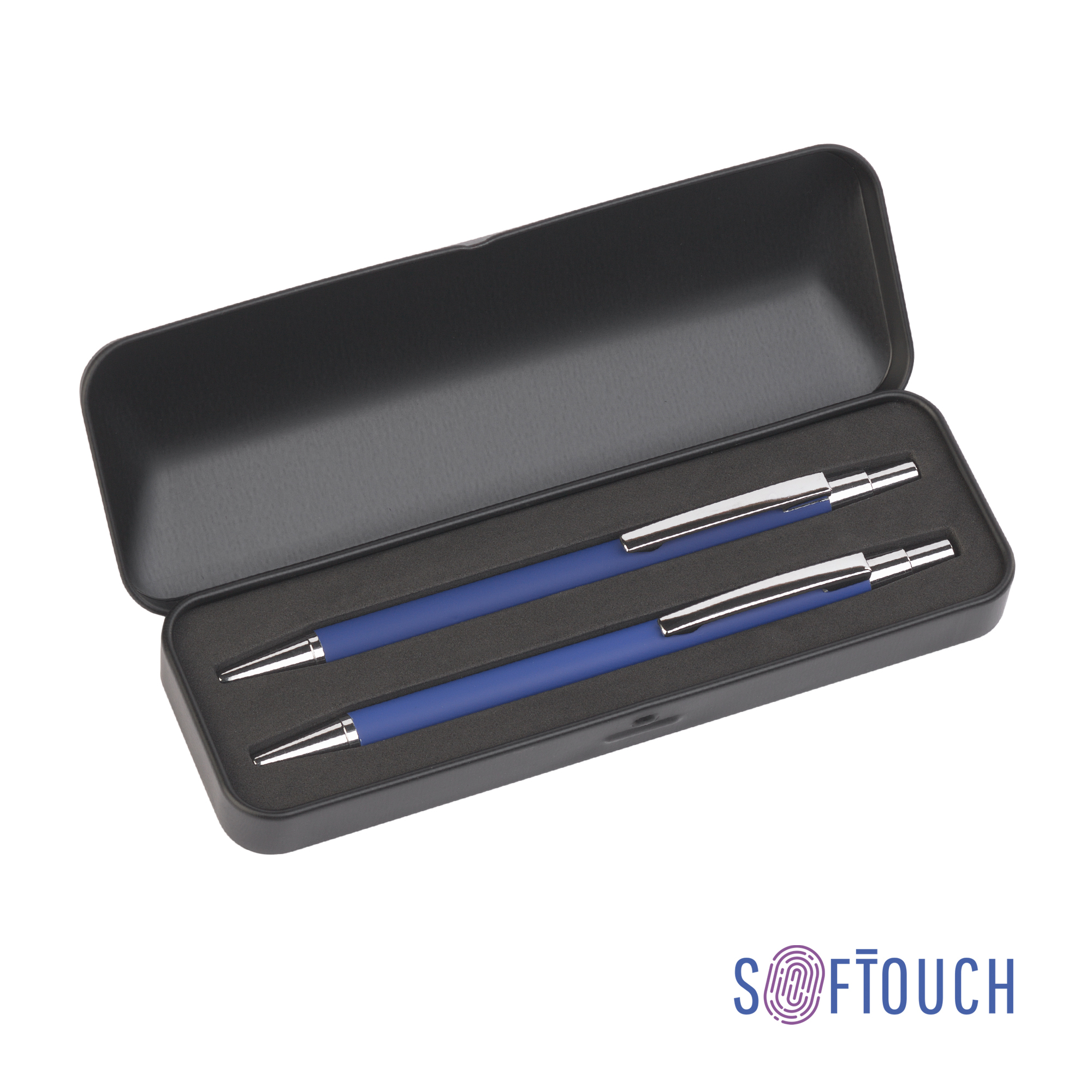 Набор "Ray" (ручка+карандаш), покрытие soft touch синий