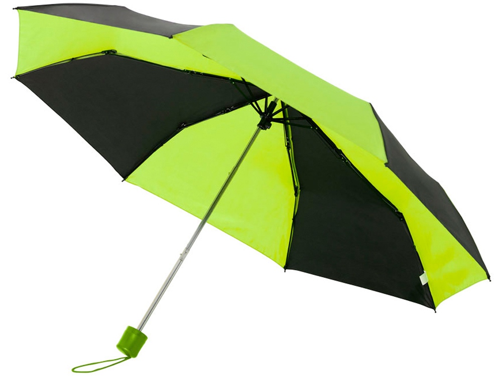 Зонт Spark 21" трехсекционный механический, черный/зеленый