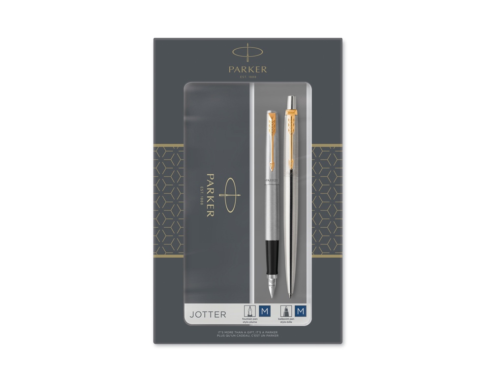 Набор Parker «Jotter Core Stainless Steel GT»: ручка шариковая, ручка перьевая