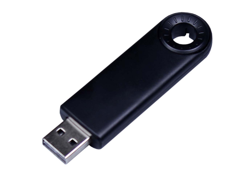 USB-флешка промо на 32 Гб прямоугольной формы, выдвижной механизм, черный