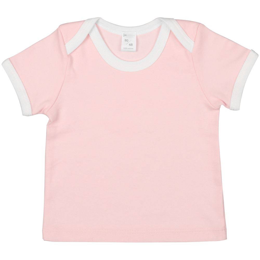 Футболка с коротким рукавом Baby Prime, детская, розовая с молочно-белым, 68 см