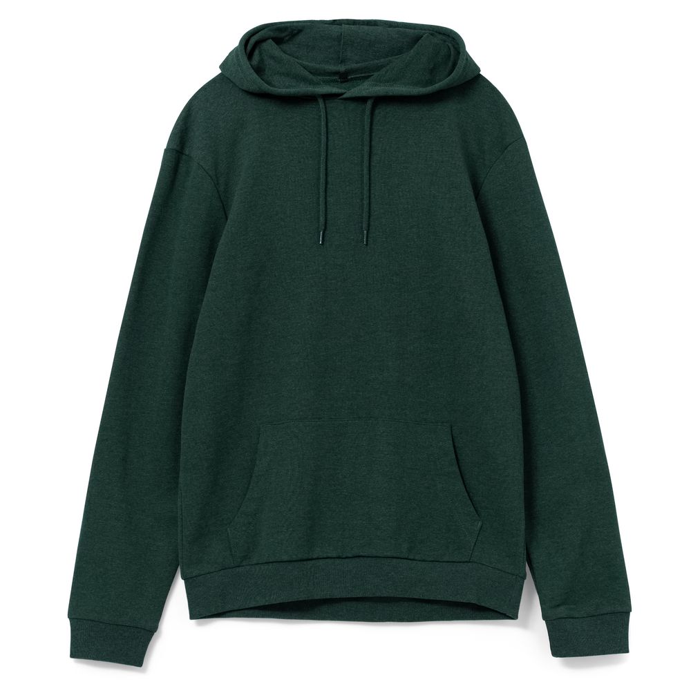 Толстовка с капюшоном унисекс Hoodie, темно-зеленый меланж, размер L