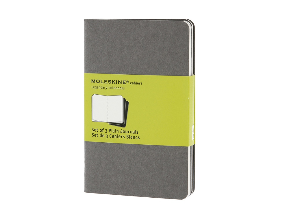 Записная книжка Moleskine Cahier (нелинованный, 3 шт.), Pocket (9х14см), серый