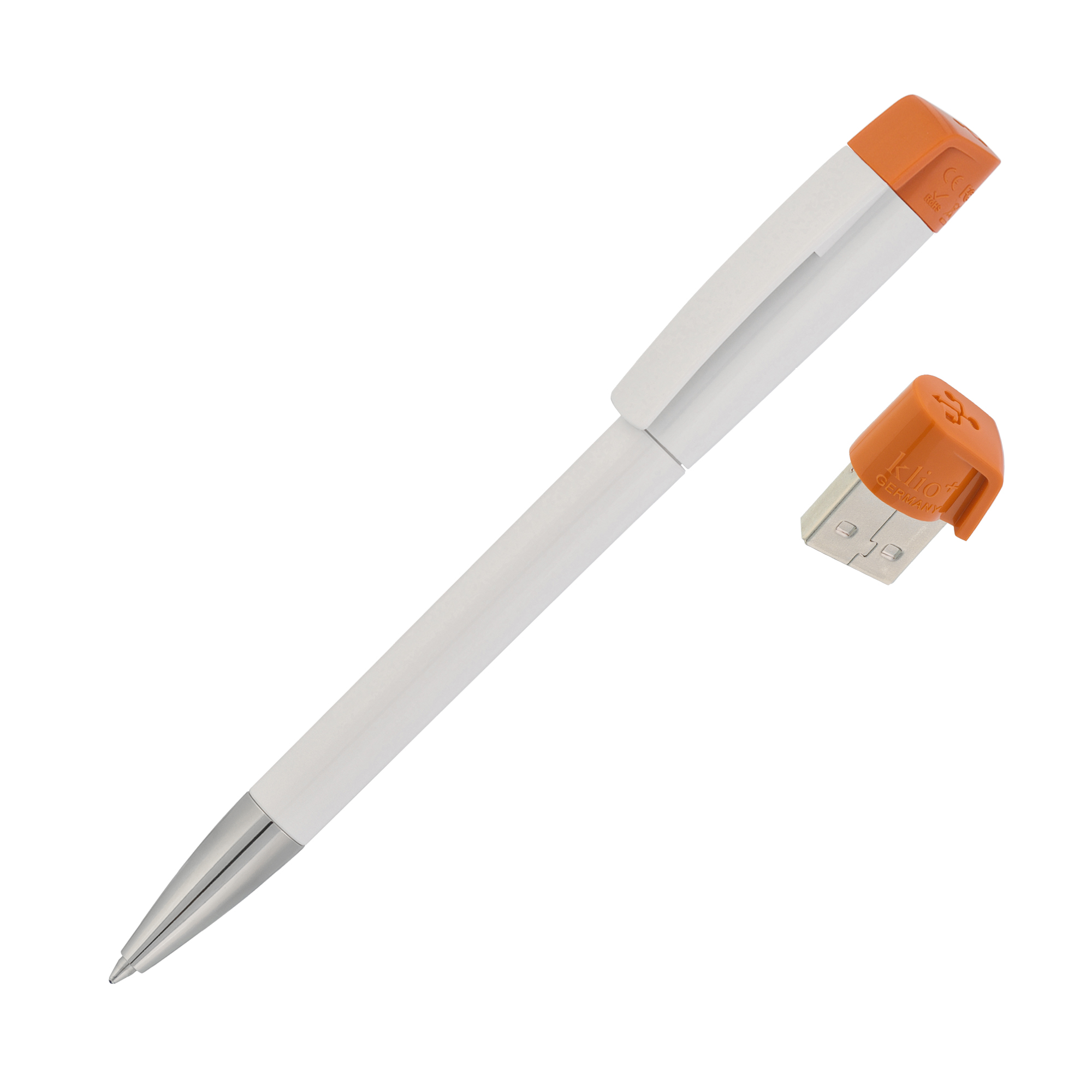 Ручка с флеш-картой USB 8GB «TURNUS M» белый с оранжевым