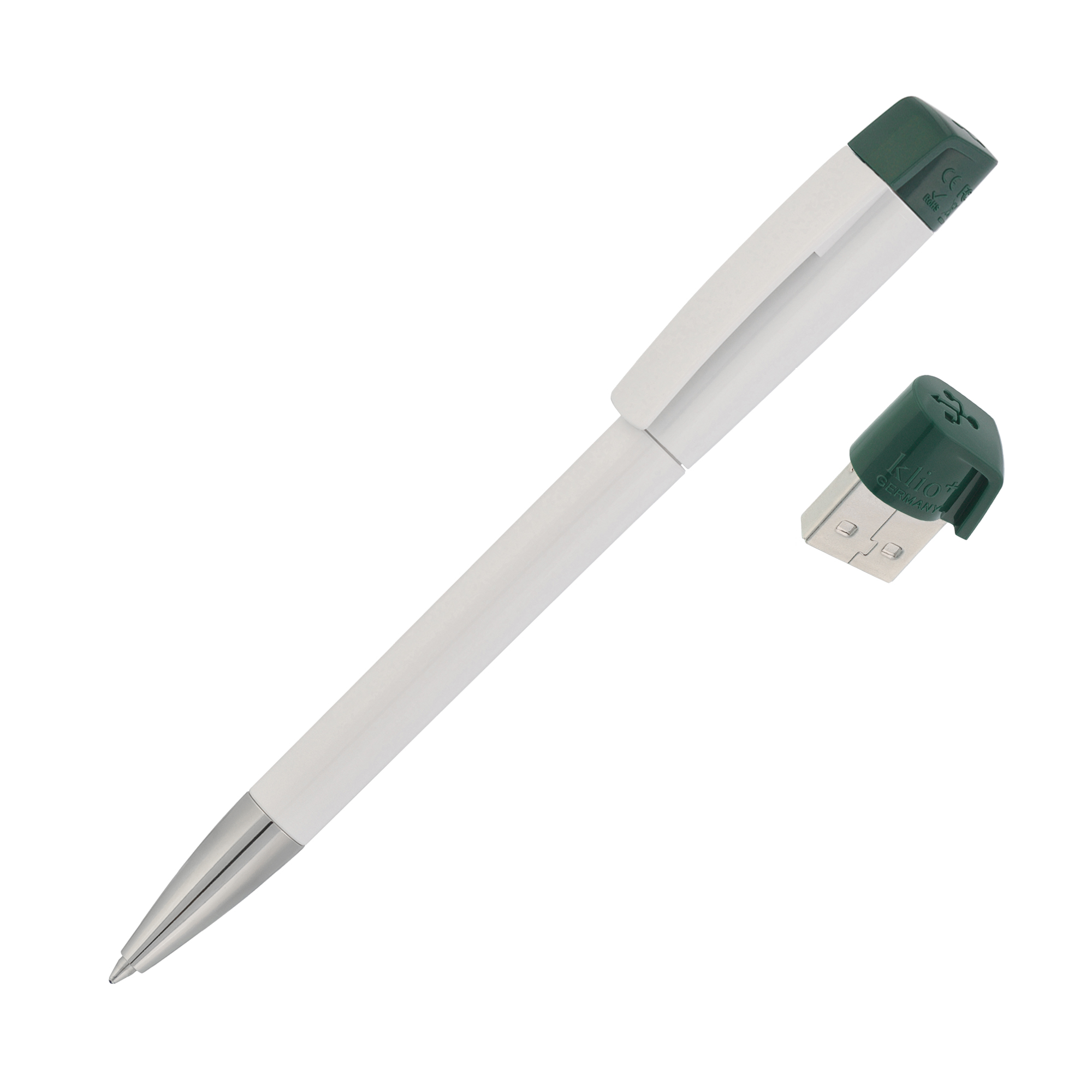 Ручка с флеш-картой USB 8GB «TURNUS M» белый с темно-зеленым