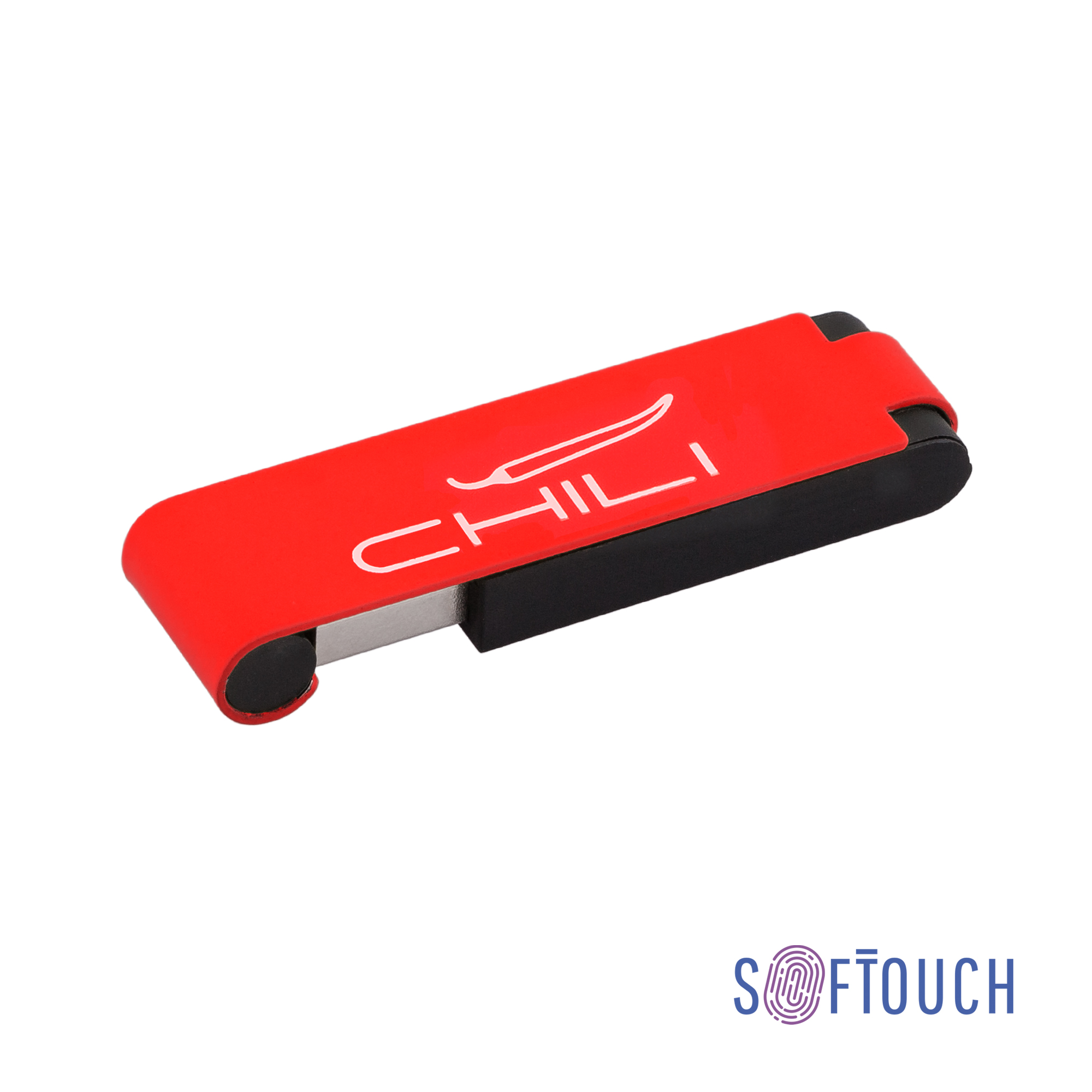 Флеш-карта "Case" 8GB, покрытие soft touch красный с черным